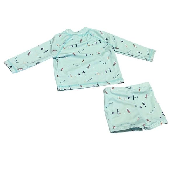 Janie and Jack Mint Green Desert Animal 2 Piece Rash Guard Swimsuit Size 6-12M - Picture 7 of 7